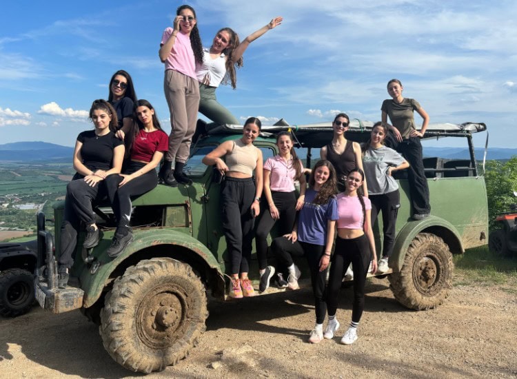 1. a group of young people on an off-road adventure in Bulgaria.