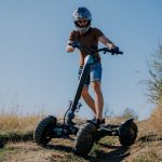 Confidential scooter outdoors in the mountains, adventure of nature Bulgaria.