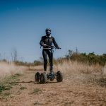 Off-road ride with 4x4 electric scooters
