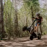 Suspended electric scooter for mountain adventures in Bulgaria.